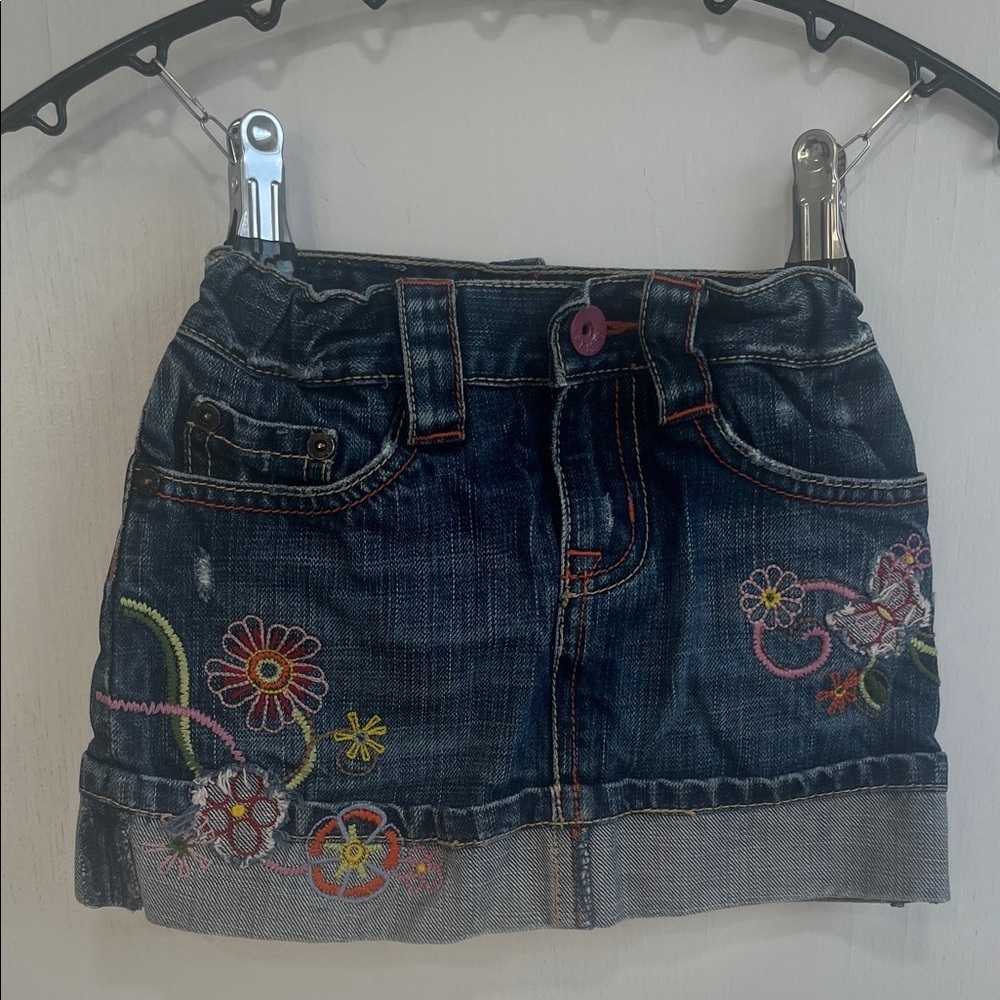 Place Denim with Pink Button Accent Skirt 24 Months